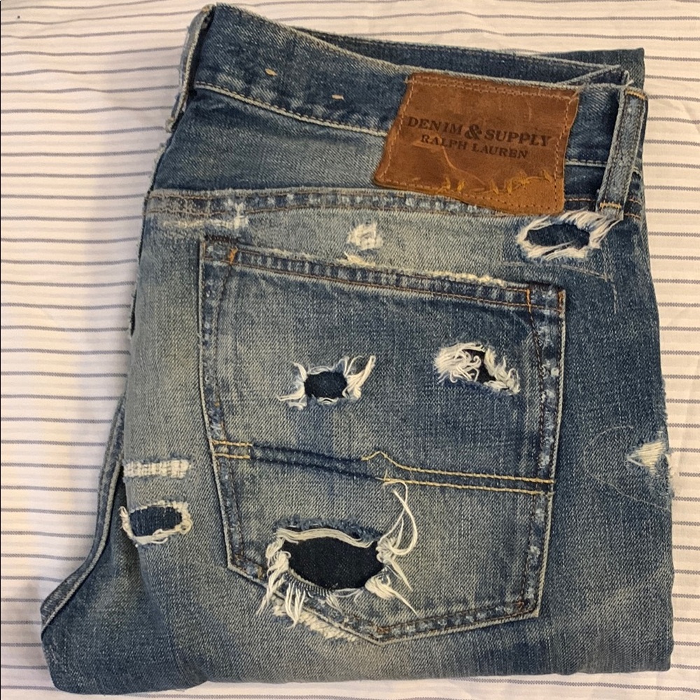 Ralph Lauren Men's Blue Distressed Jeans